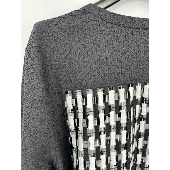 Catherines Women's 3X Black & White Textured Cardigan Jacket 100% Polyester - Picture 6 of 6